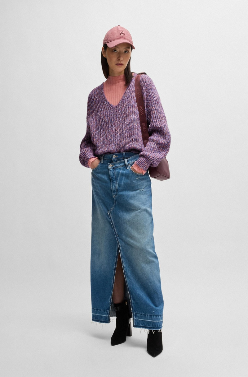 BOSS RELAXED-FIT V-NECK SWEATER IN A RIBBED KNIT outlook