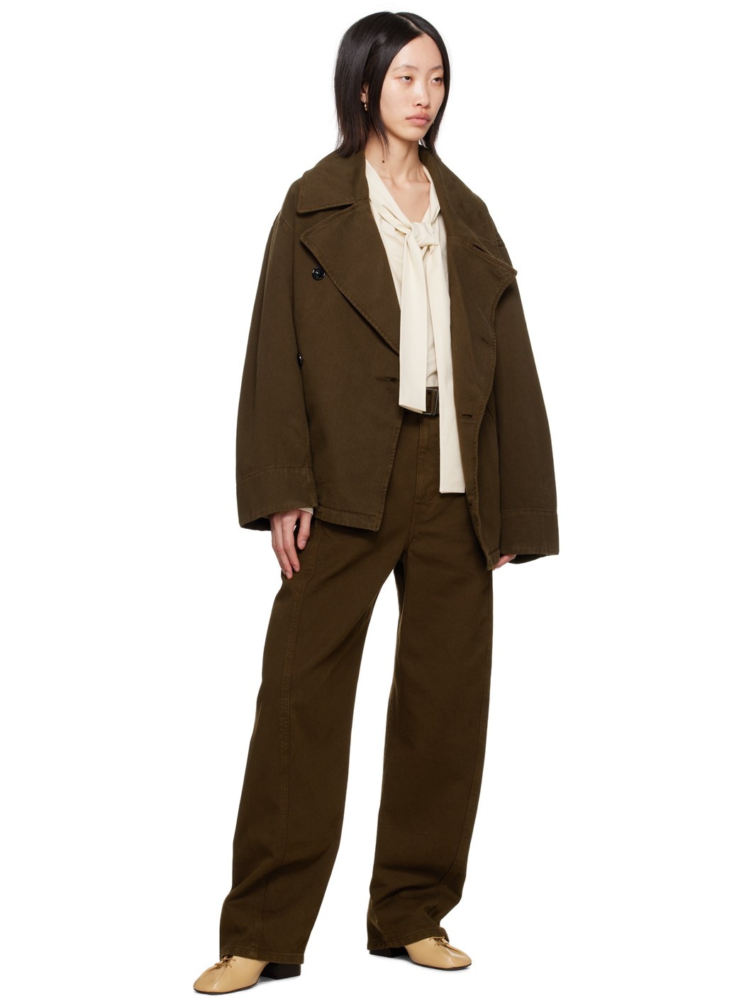 Brown Twisted Belted Jeans - 4