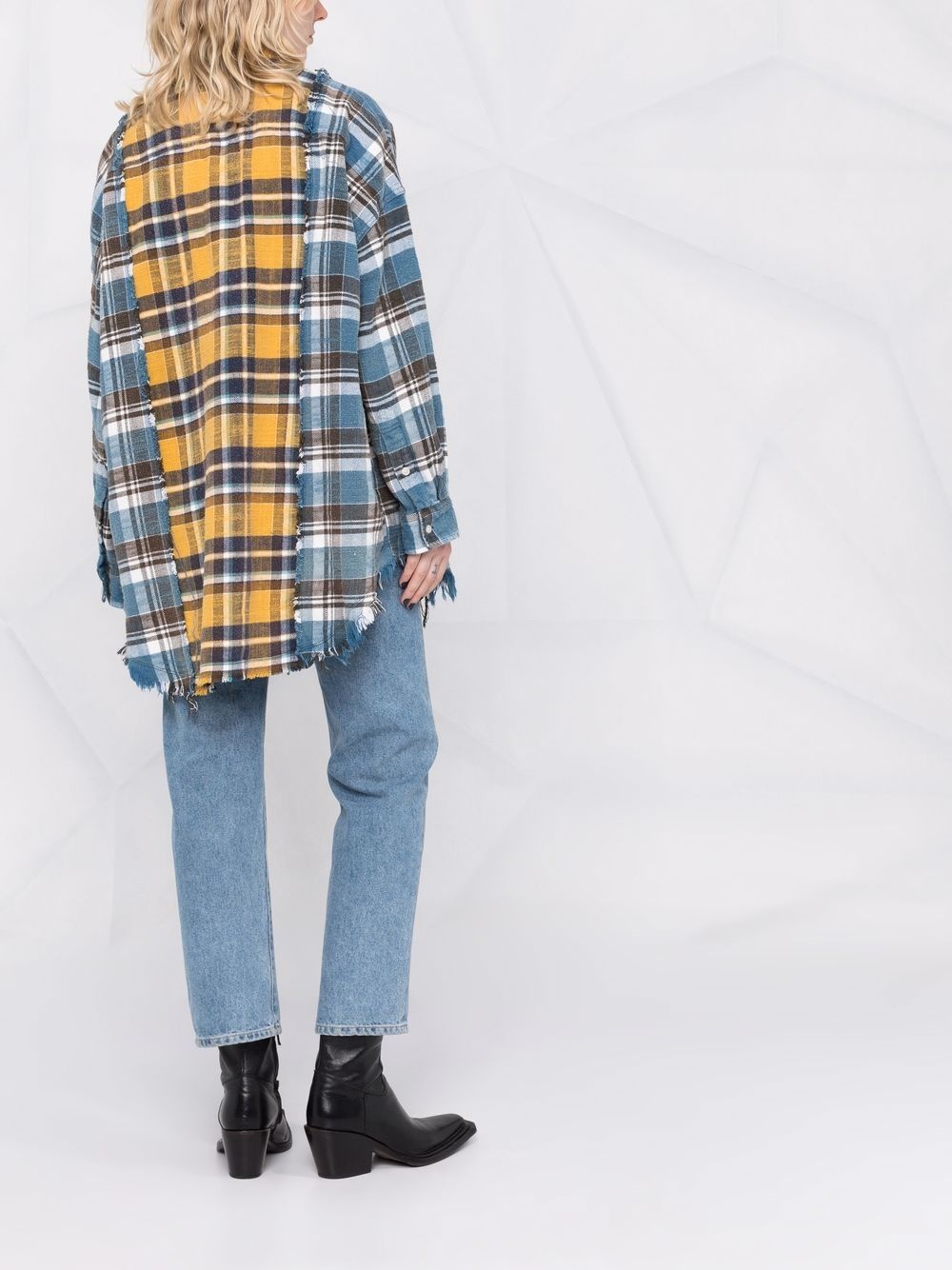 plaid pattern panelled shirt - 4