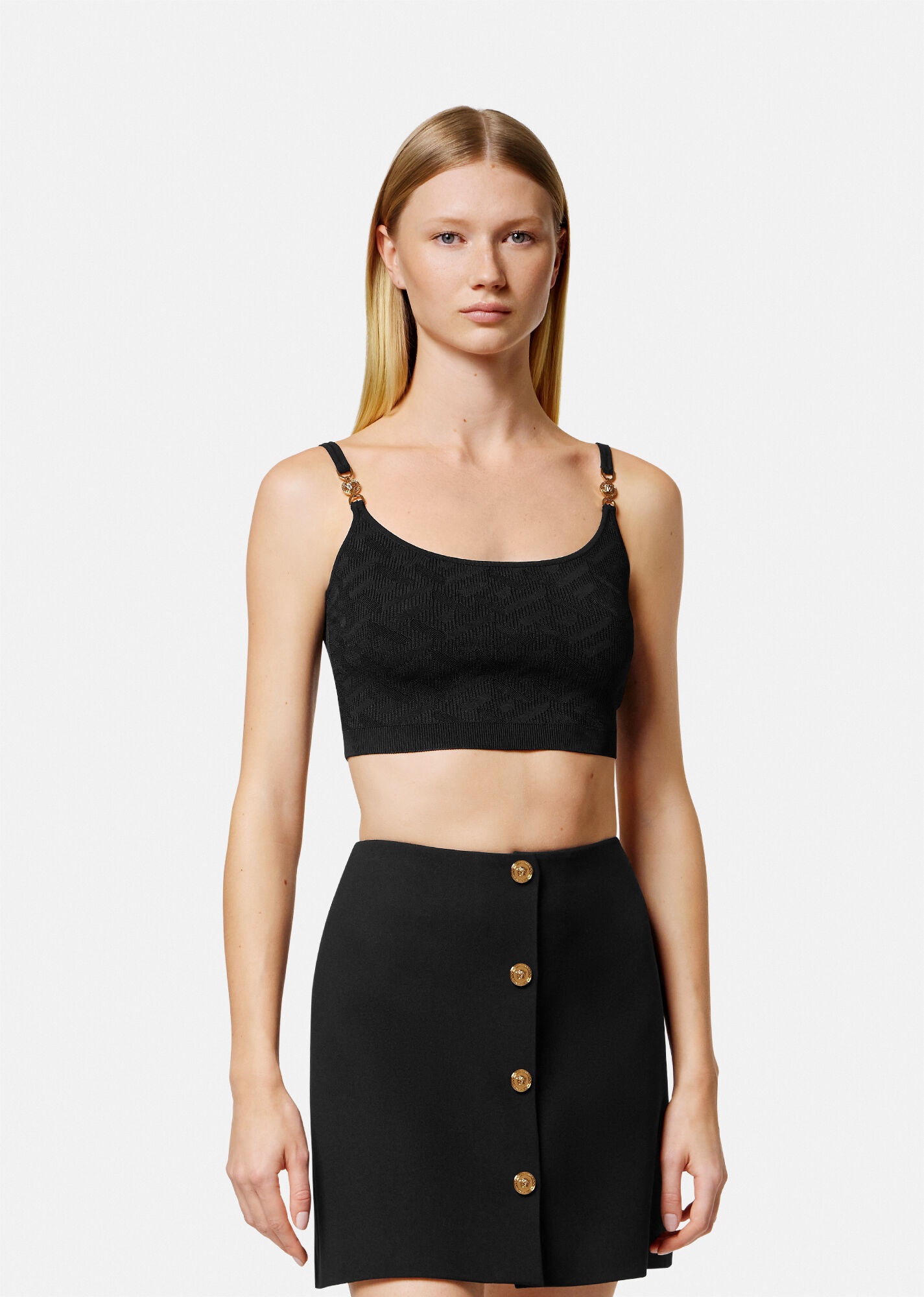 VERSACE La Greca Medusa Jacquard Crop Top