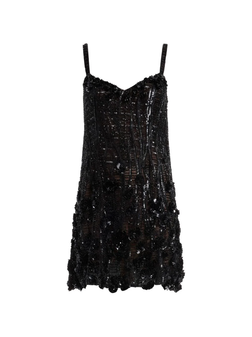 bead-embroidered sequinned mini dress - 1