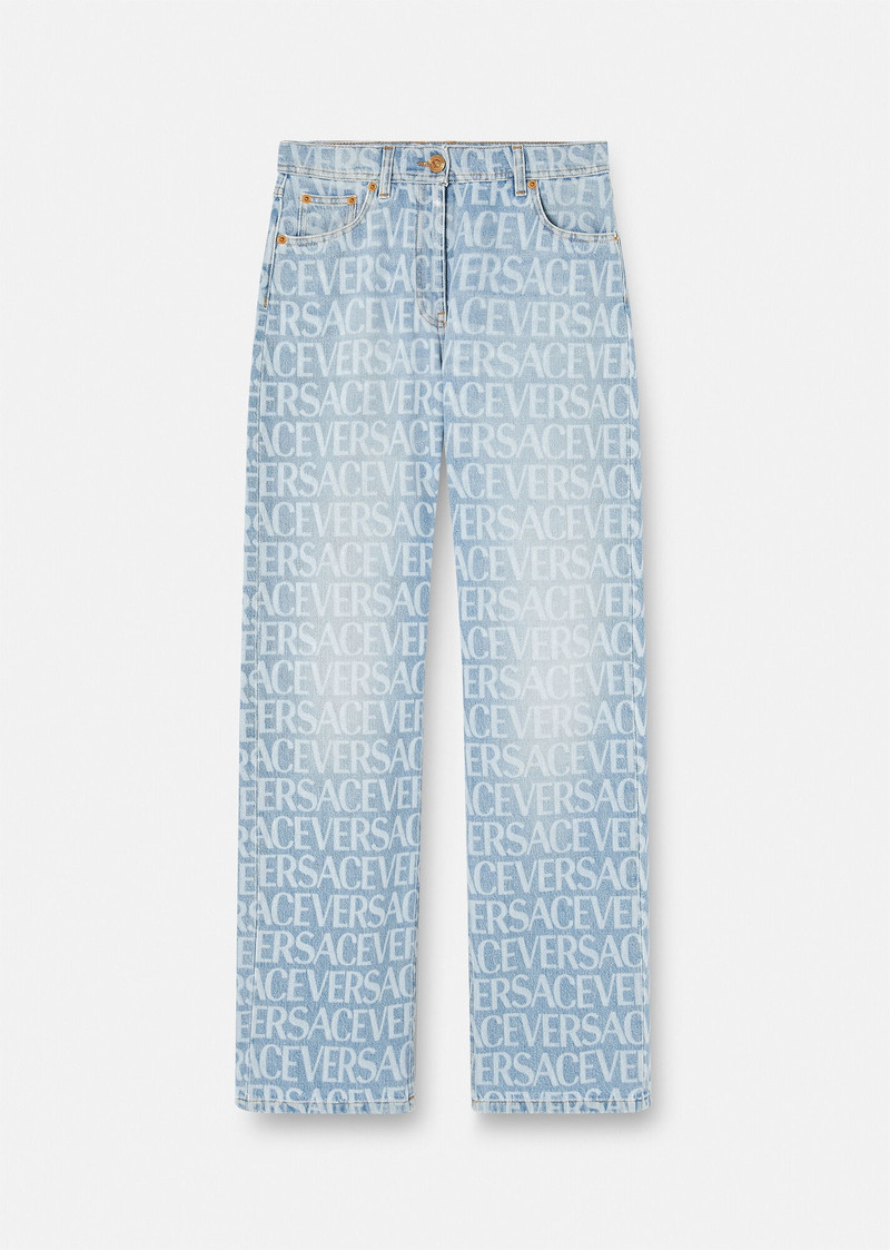 Versace Allover Wide-Leg Jeans - 1