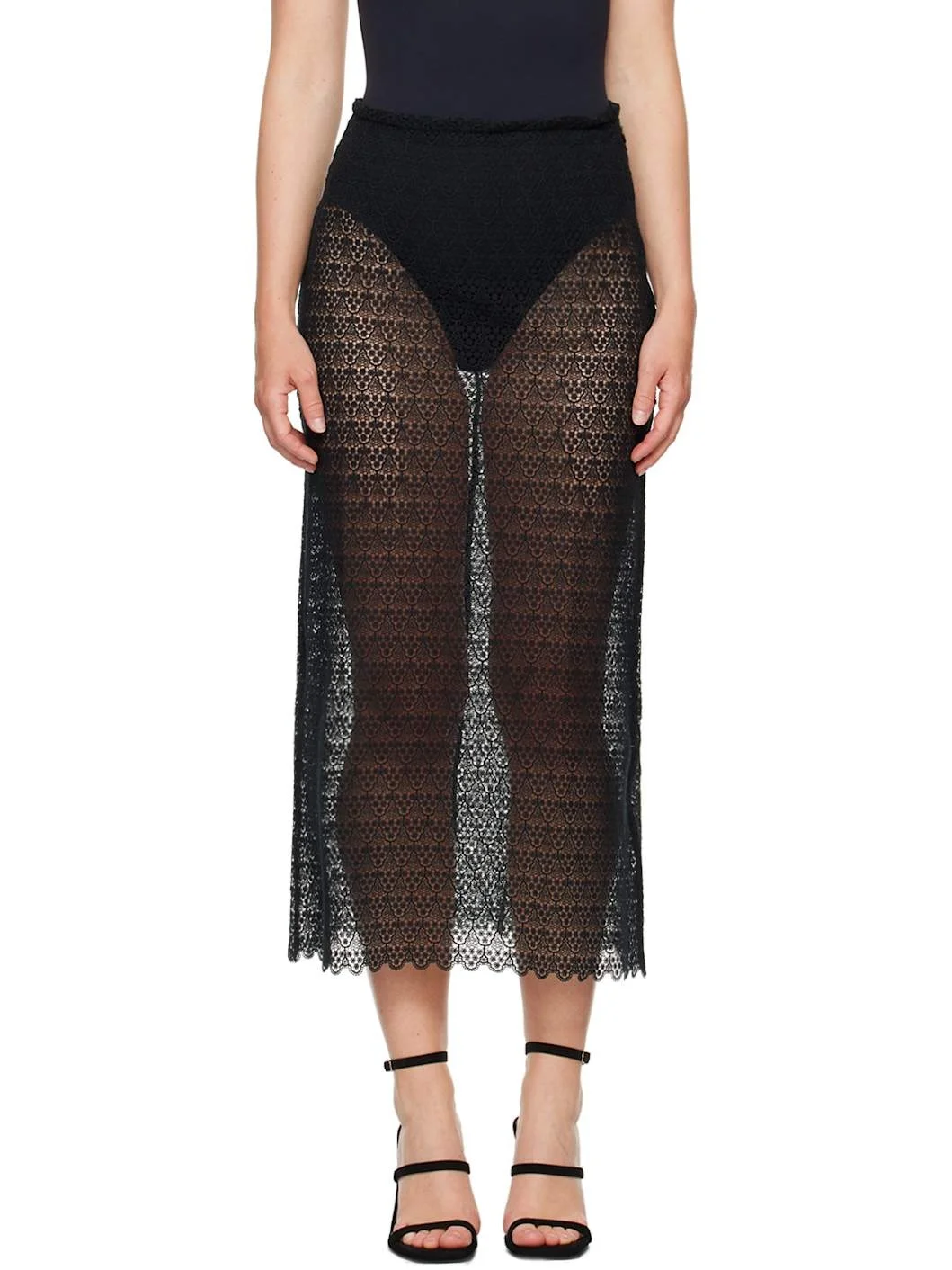 Black Tailored Midi Skirt - 1