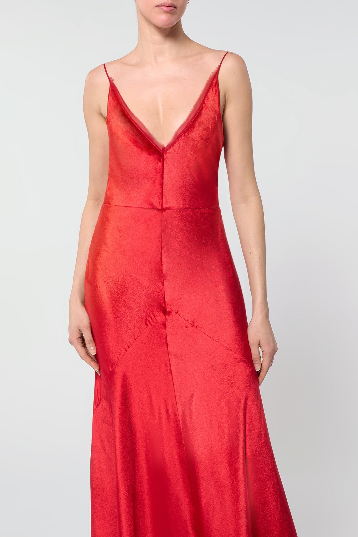 Brigita Dress in Scarlet Red Silk Velvet - 5