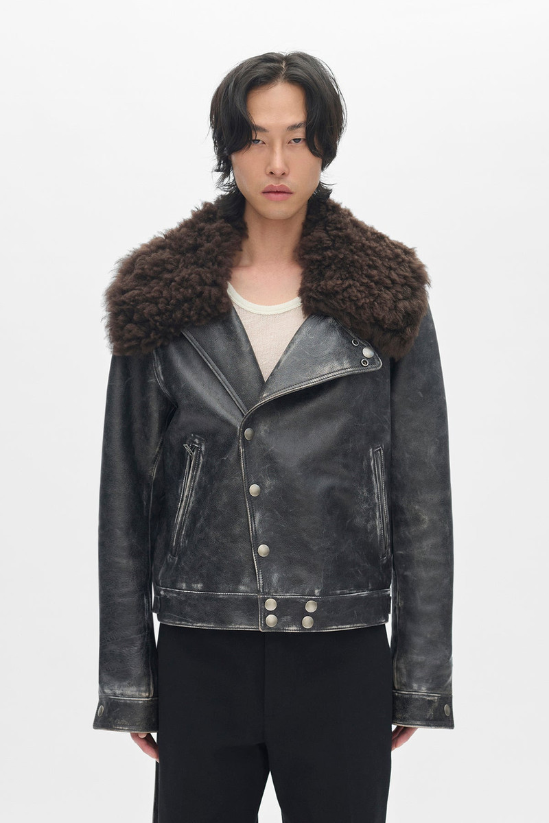 Binus Distressed Shearling Leather Jacket 1