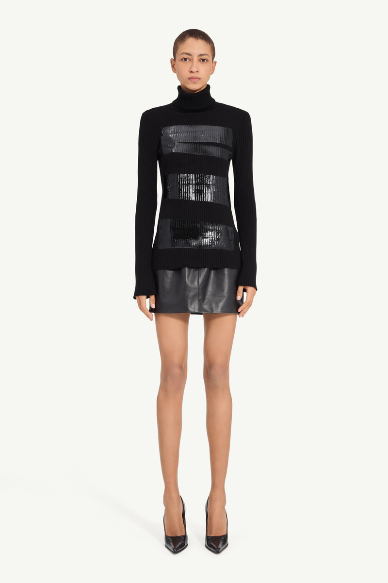 Taped wool turtleneck dress 1
