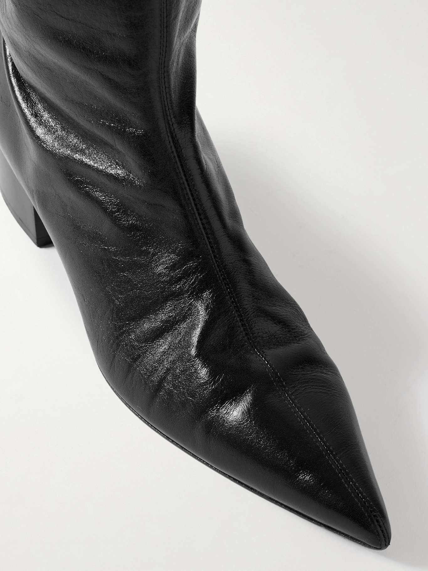 Andee crinkled-leather over-the-knee boots Black - 4
