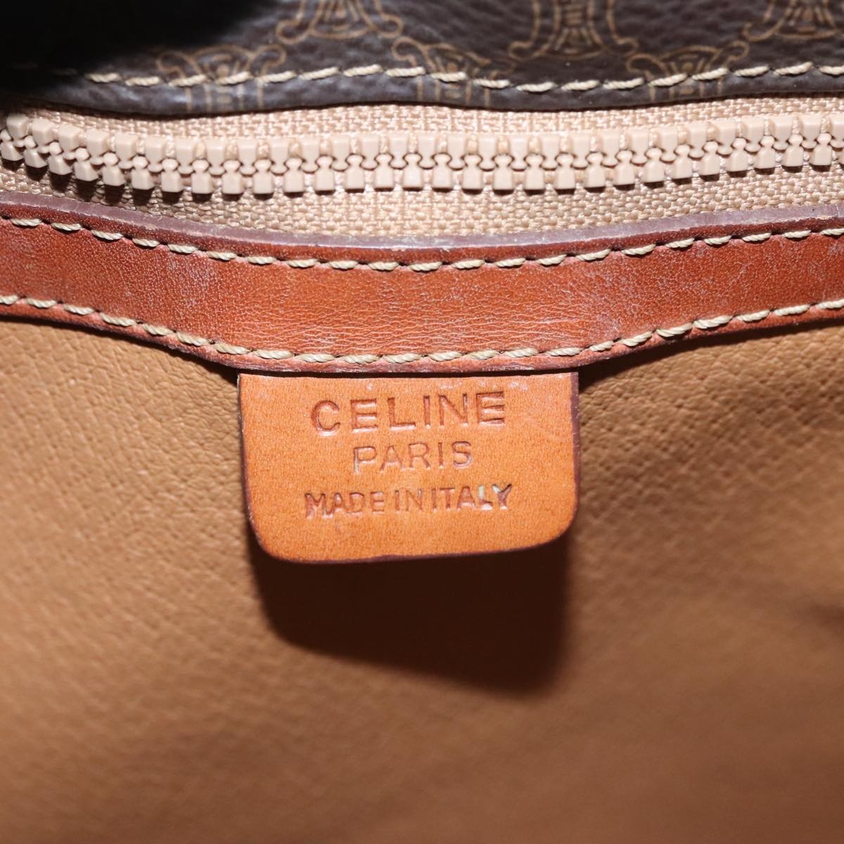CELINE Macadam Canvas Tote Bag Pvc Leather Brown Gold - 16