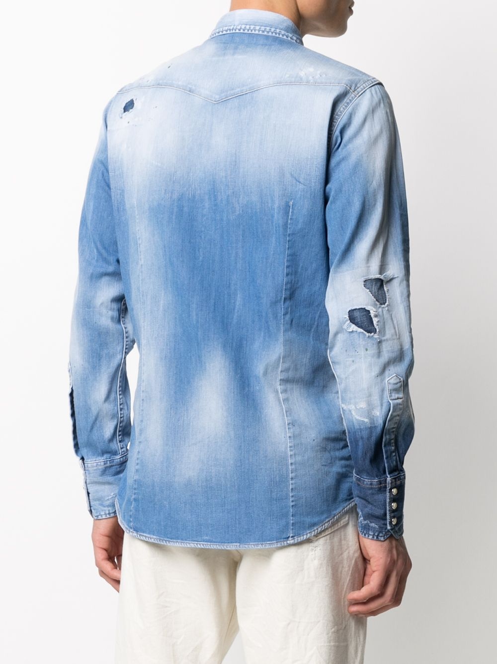 distressed denim shirt - 4