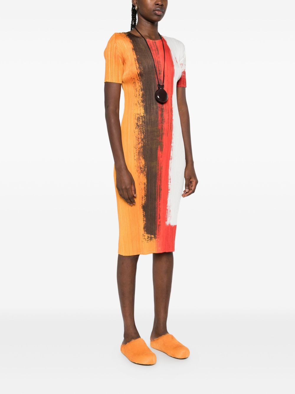 Pleats Please Issey Miyake Women Pleated Printed Midi Dress - 3
