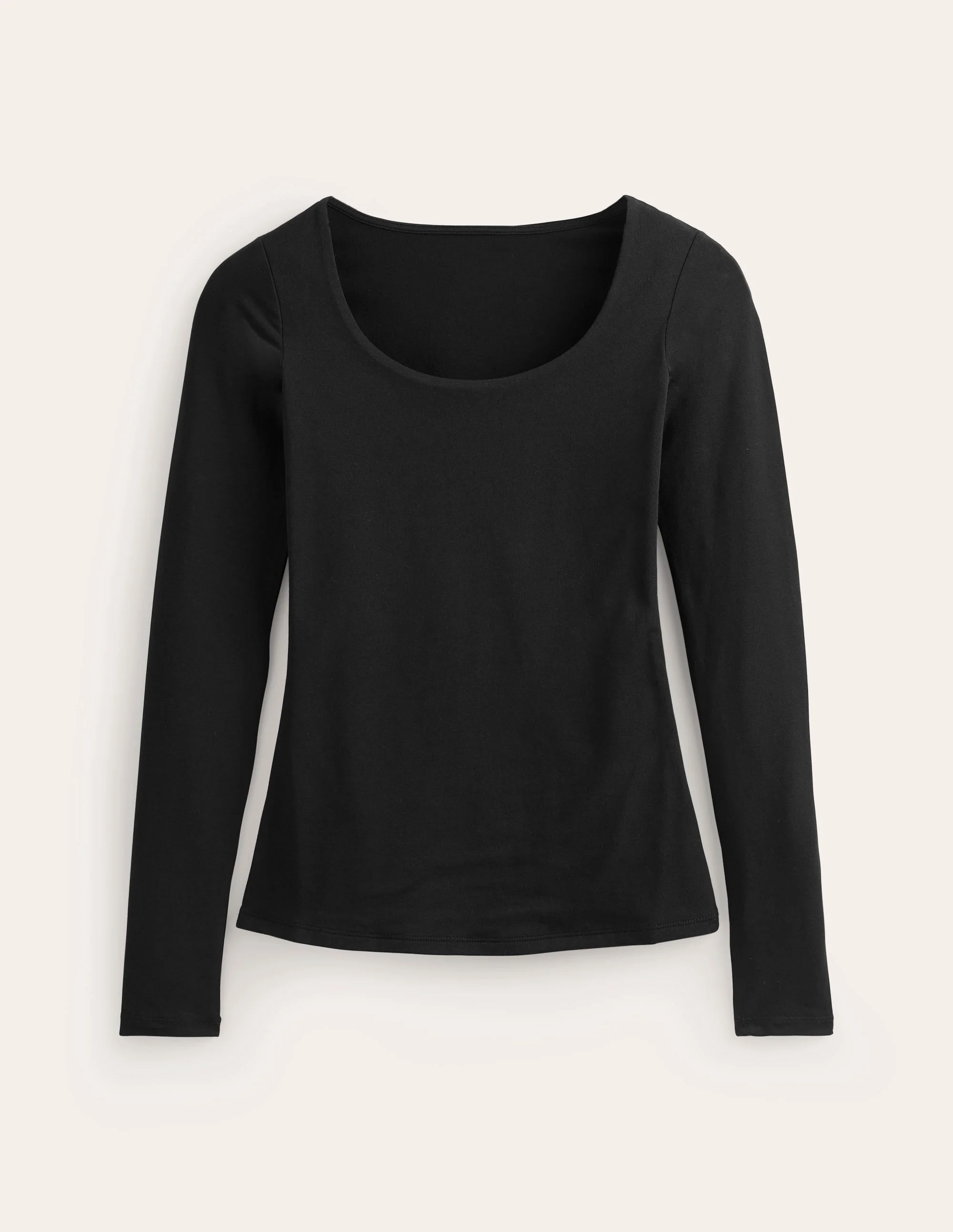 Double Layer Scoop Long Sleeve-Black - 1