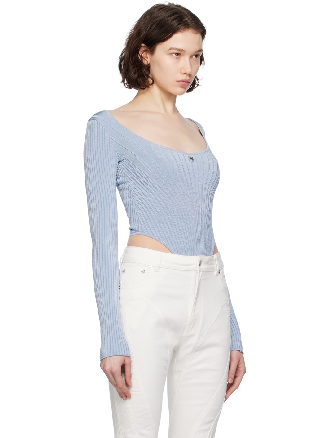 Blue Scoop Neck Bodysuit - 2