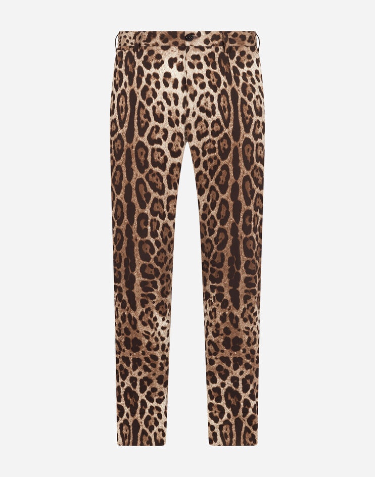 Cotton stretch pants with leopard print - 3