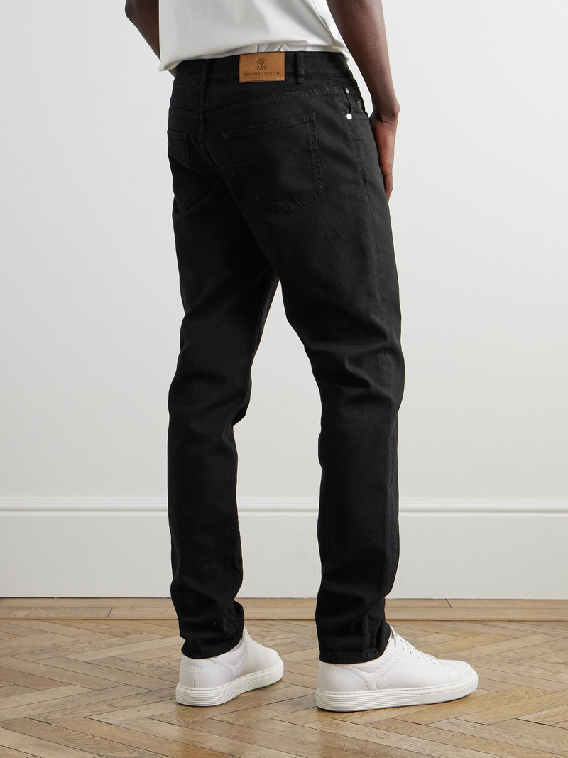 Slim-Fit Straight-Leg Logo-Embroidered Jeans Black 4