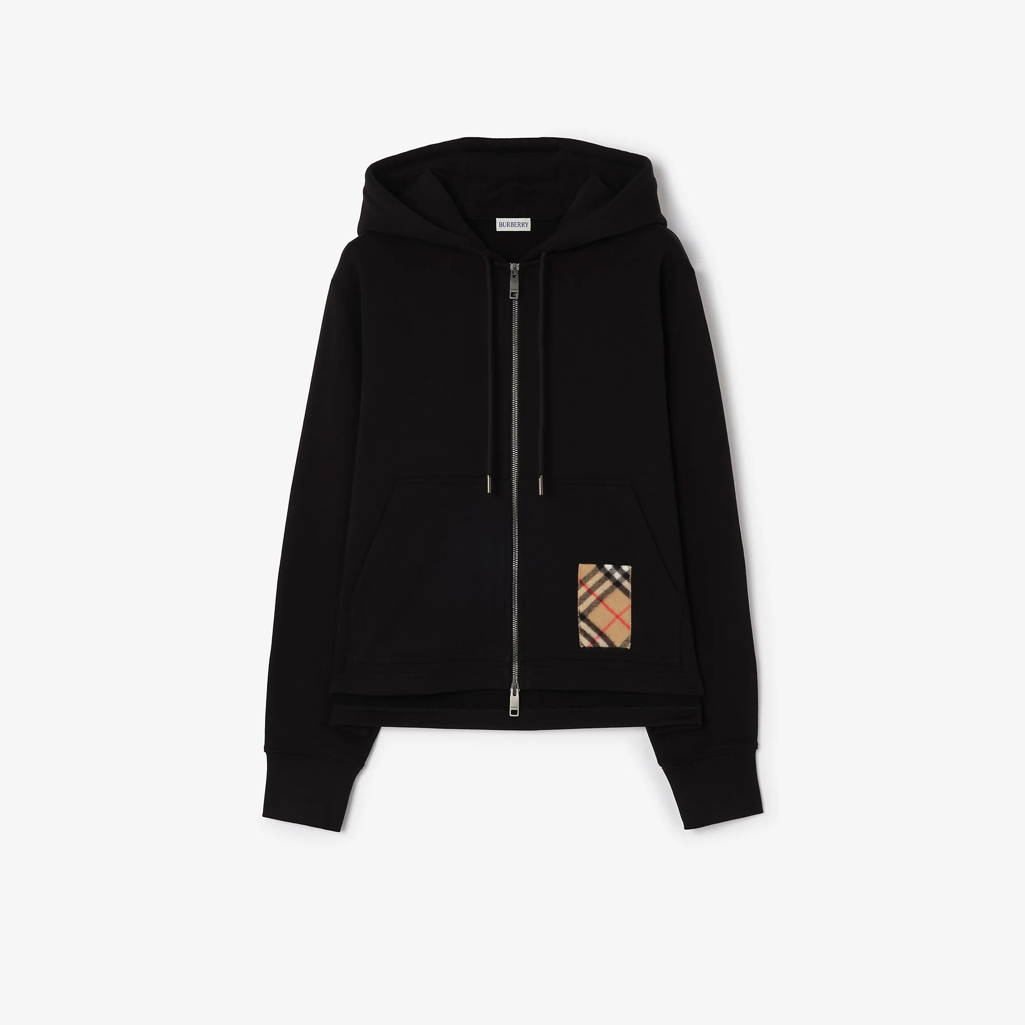 Check Label Cotton Zip Hoodie - 1