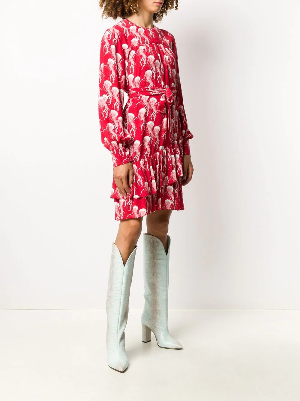 jellyfish-print wraparound dress - 3