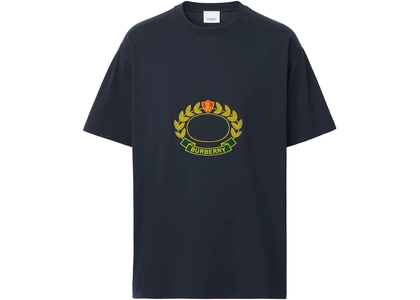 Burberry Oak Leaf Crest Cotton Oversized T-Shirt Dark Charcoal Blue - 1