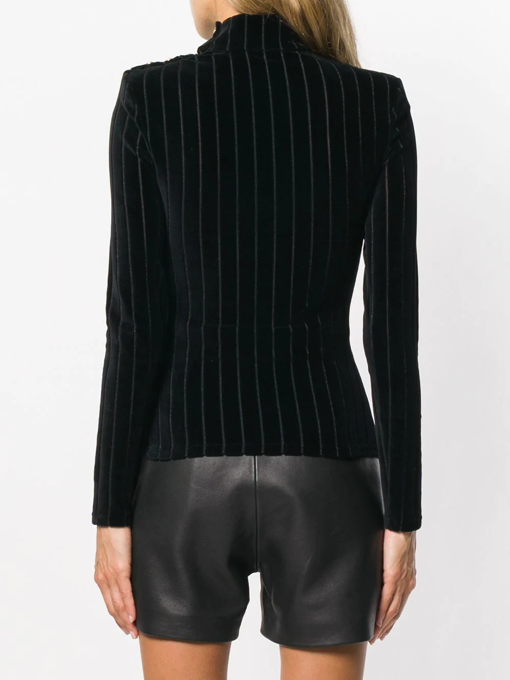 velvet striped turtleneck top - 4