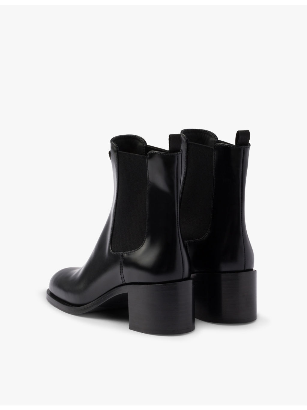 Triangle-plaque brushed leather heeled boots - 5