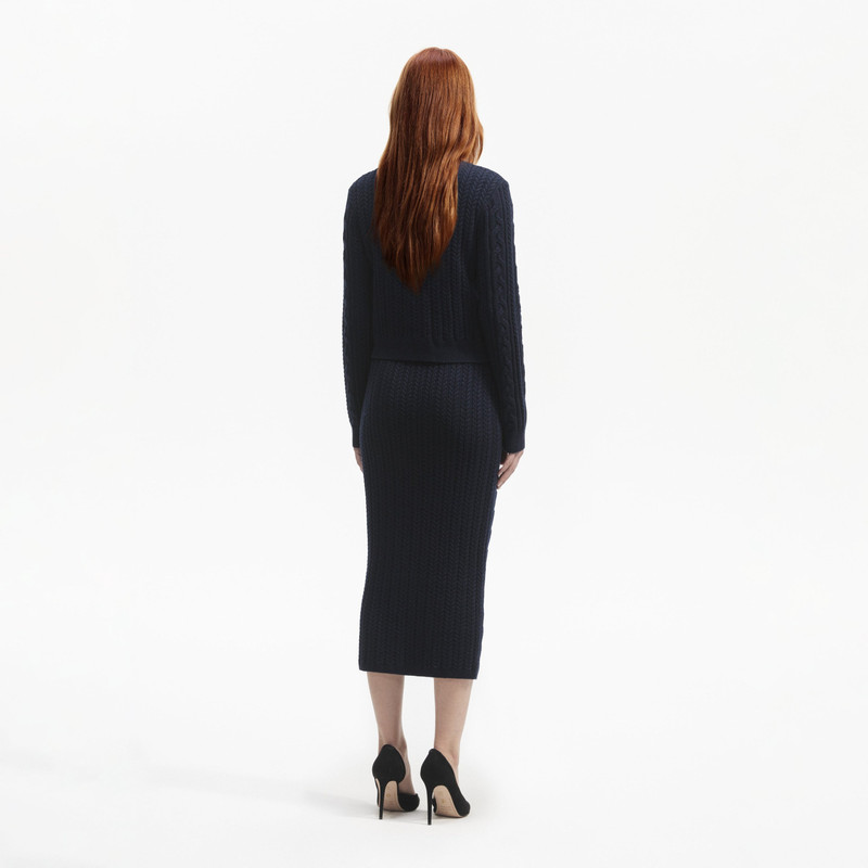 self-portrait Navy Knit Collar Cardigan outlook