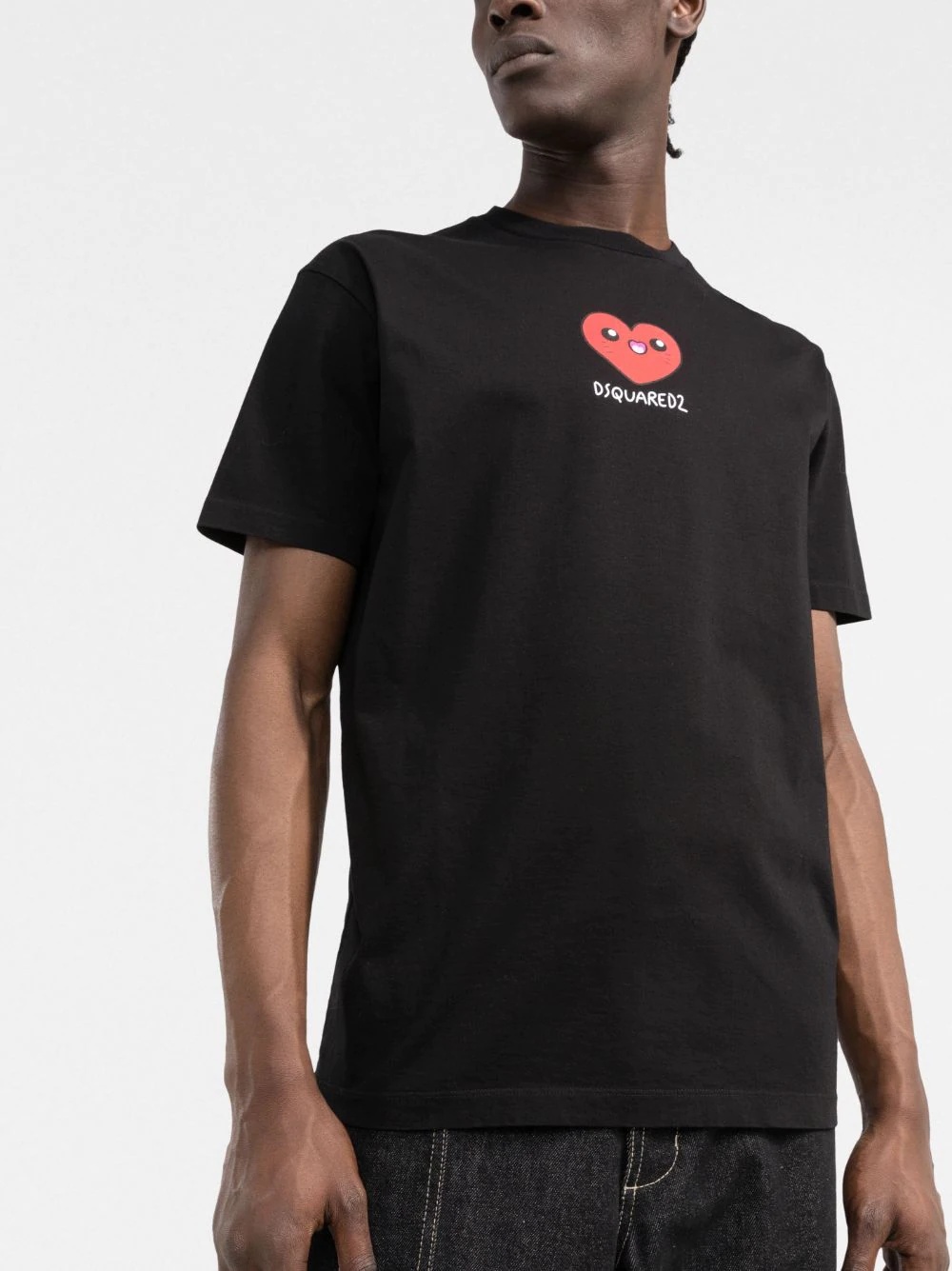 heart-motif logo cotton T-shirt - 3