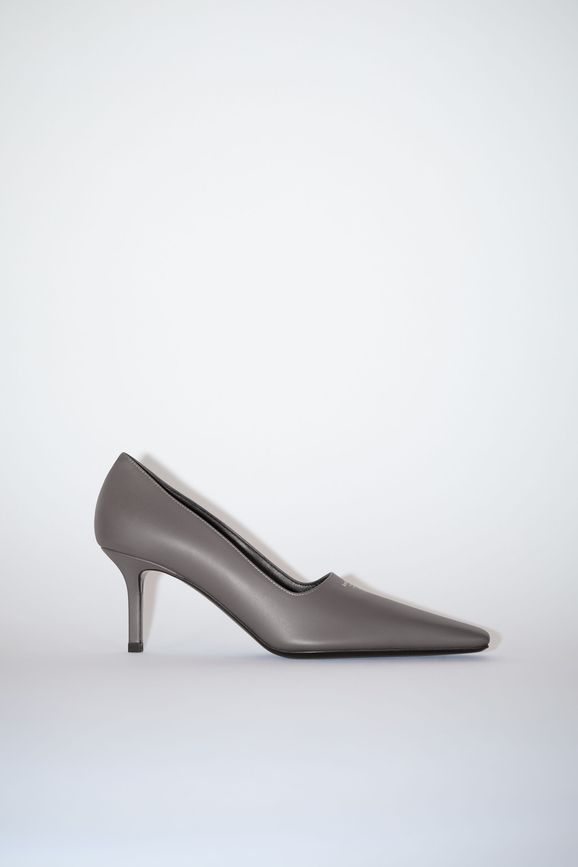 Leather heel pump - Dark grey - 1