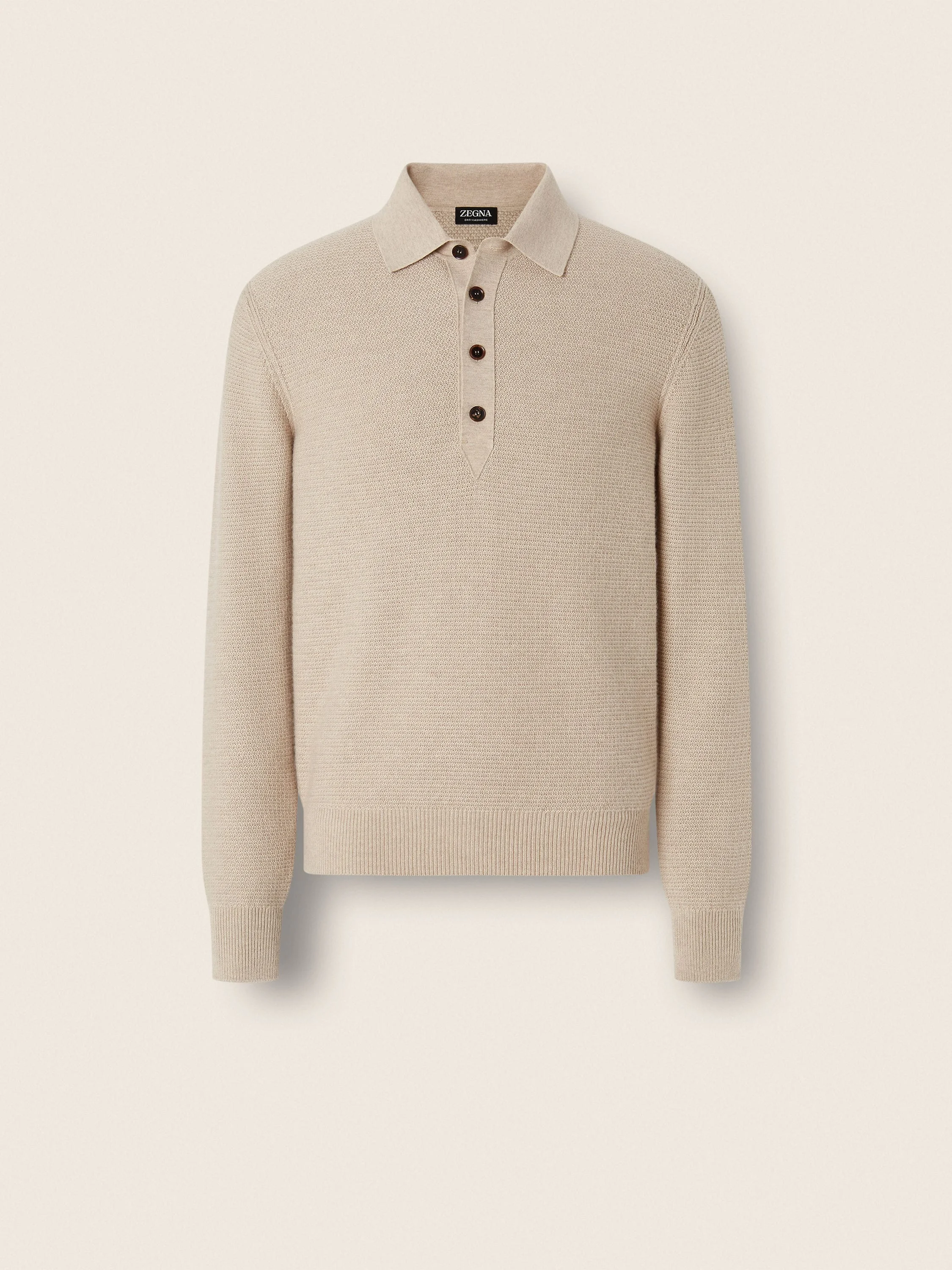 CREAM WHITE MÉLANGE OASI CASHMERE POLO SHIRT - 1