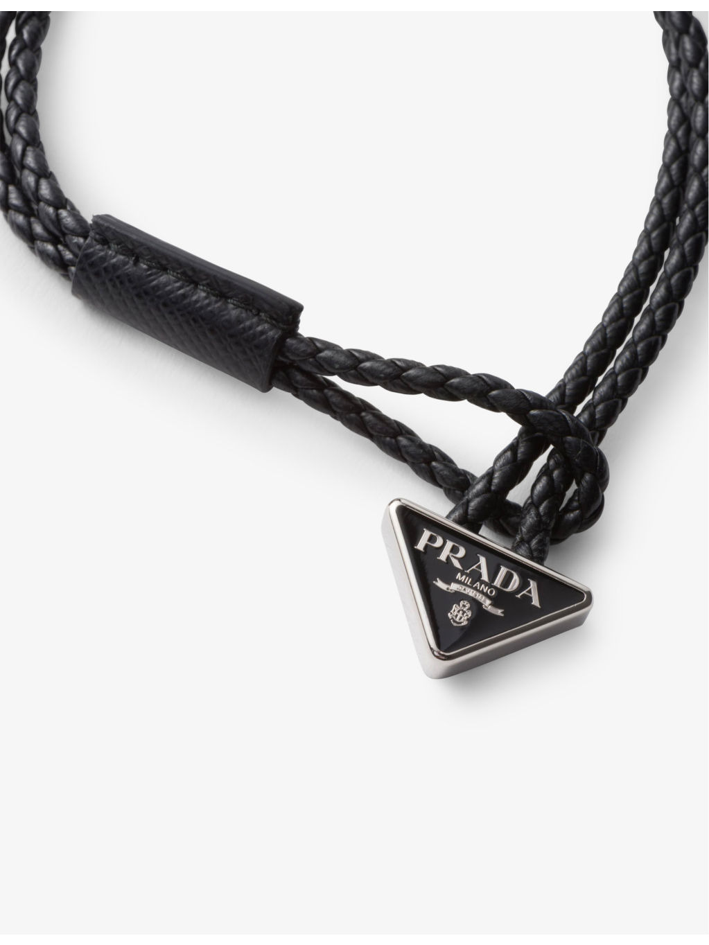 Brand-plaque braided leather bracelet - 3