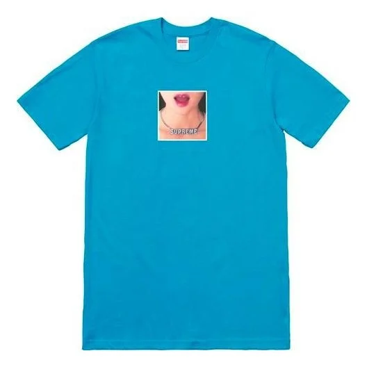 Supreme SS18 Necklace Tee Cyan Printing Short Sleeve Unisex Lake Blue SUP-SS18-533 - 1