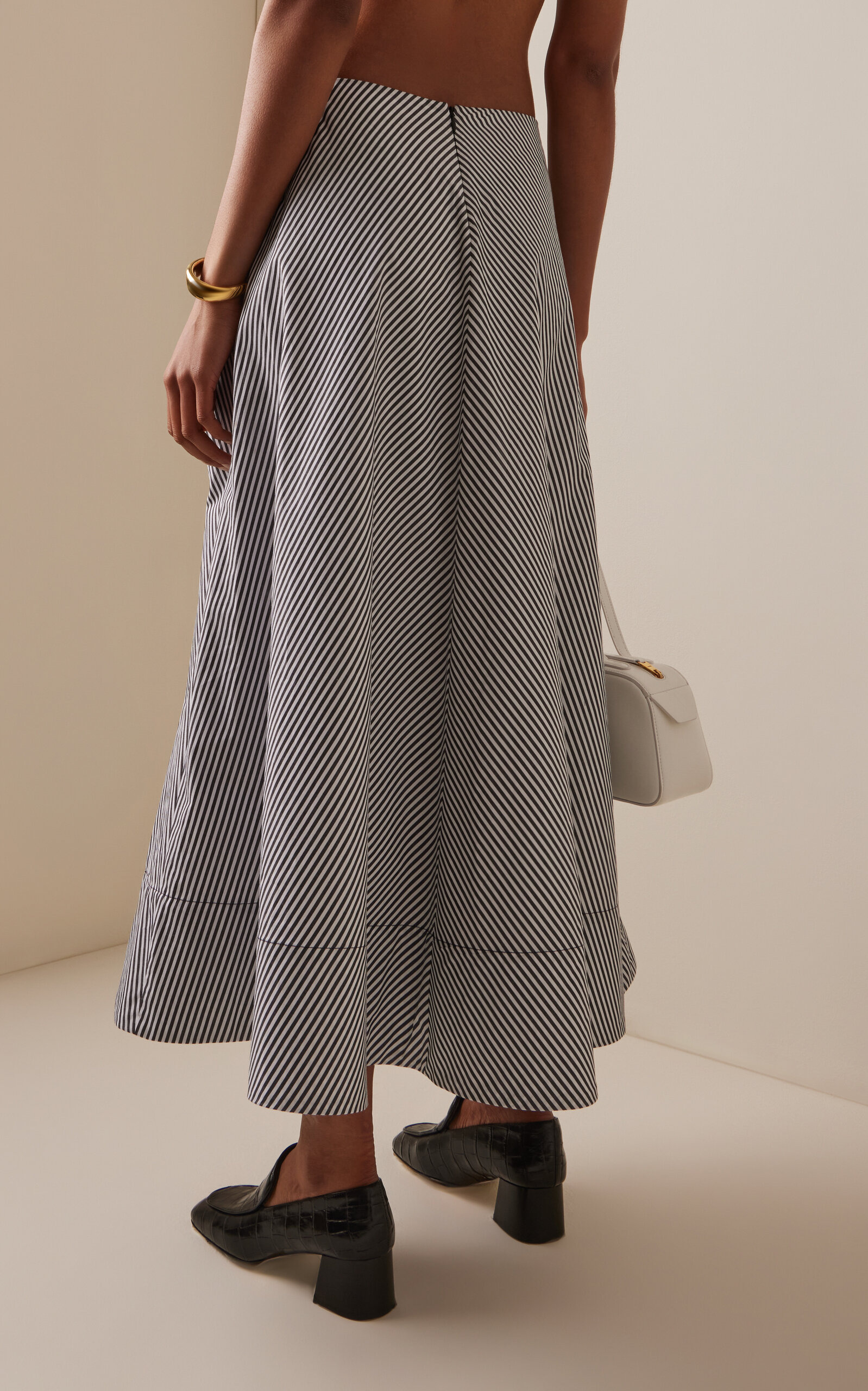 The Knox Low-Rise Pima Cotton Midi Skirt black/white - 4