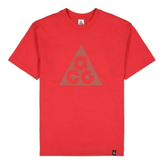 Men's Nike Triangle Logo Printing Sports Round Neck Short Sleeve Red T-Shirt DJ3644-657 - 1
