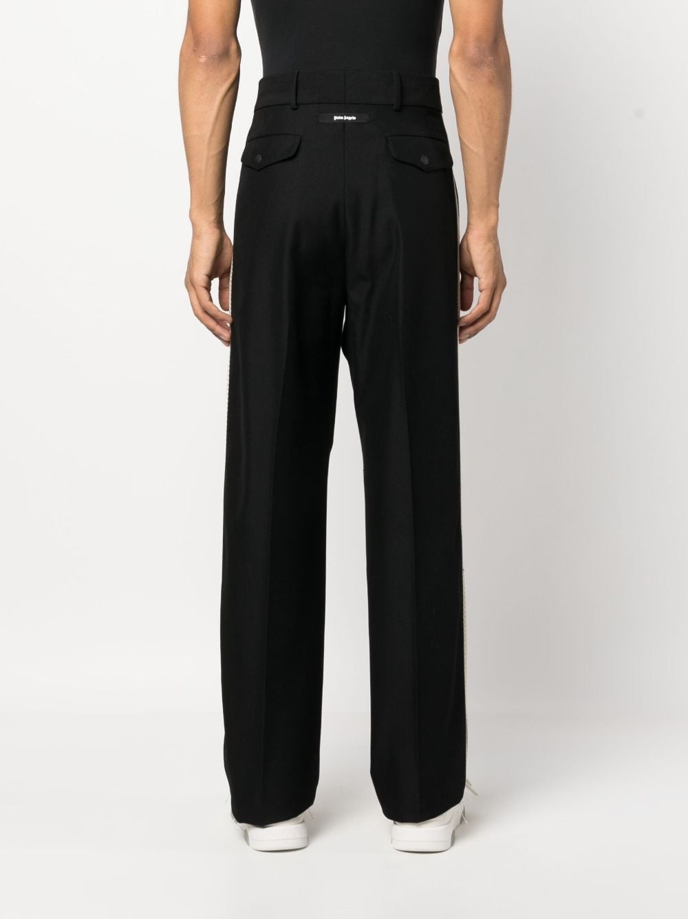 stripe-detail cotton tailored trousers - 4