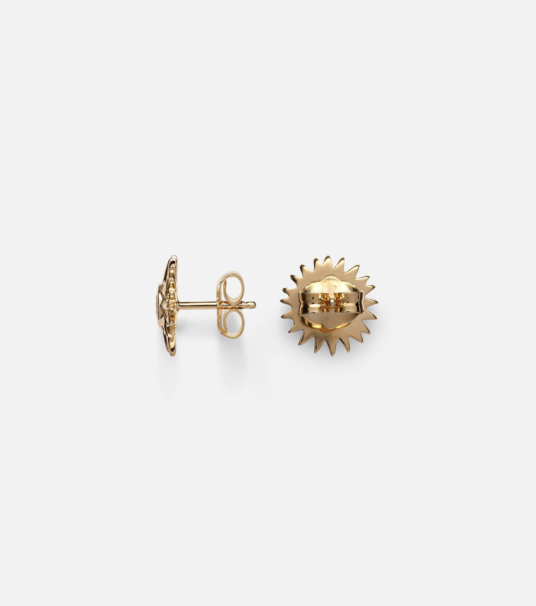 Sunburst 14kt gold earrings with diamonds - 4