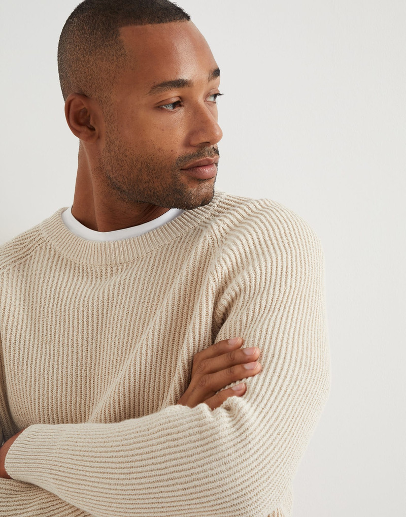 Malfilé cotton English rib sweater with raglan sleeves 3