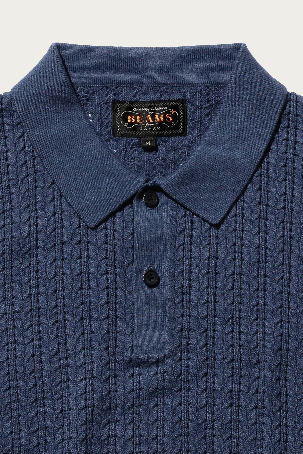 Cable Knit Polo - Blue - 2