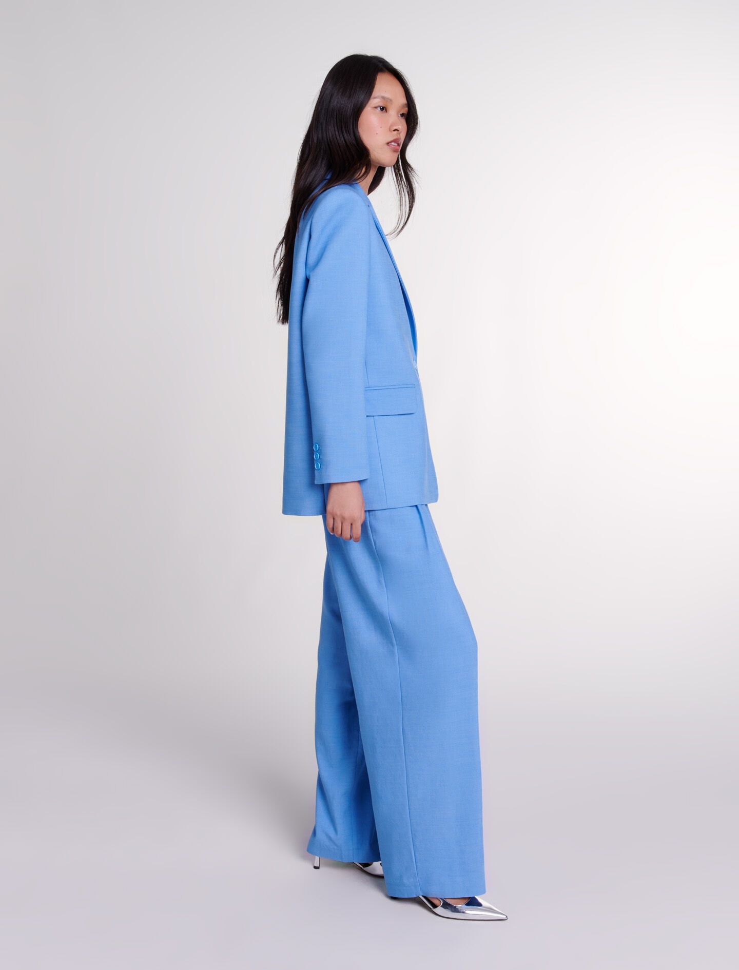 Wide-leg suit trousers with pleats - 10