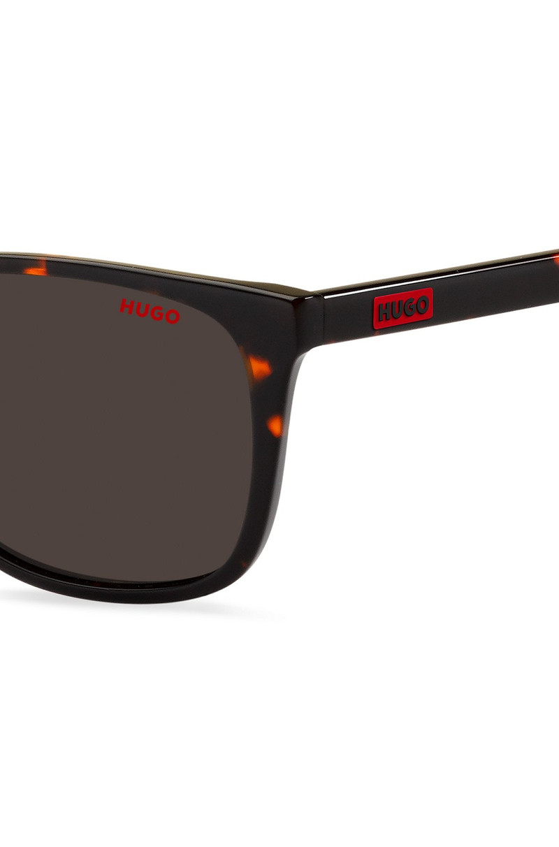 HUGO HAVANA-ACETATE SUNGLASSES WITH RUBBER LOGO outlook