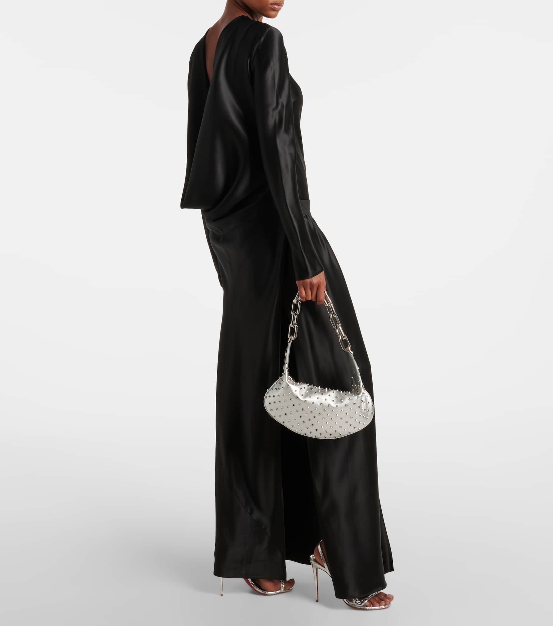 Le 54 spiked metallic leather shoulder bag - 5
