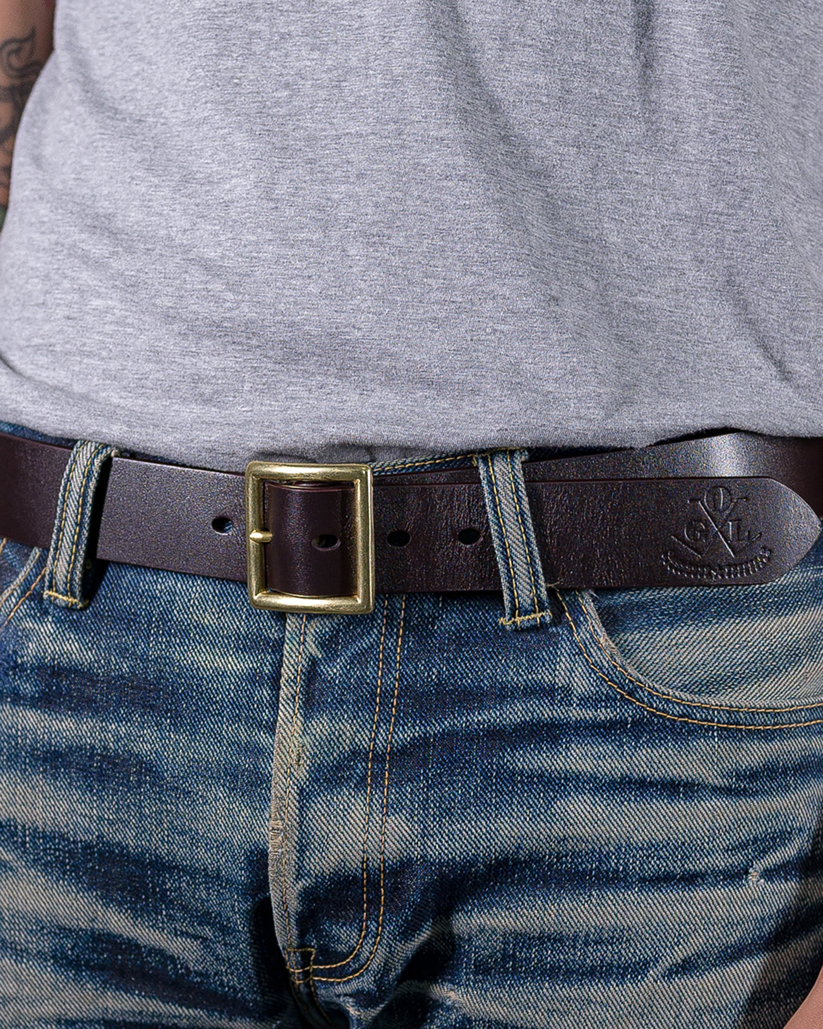 OGL-BELT-FULL-VTG-BRN OGL Vintage Buckle Leather Belt - Brown - 2