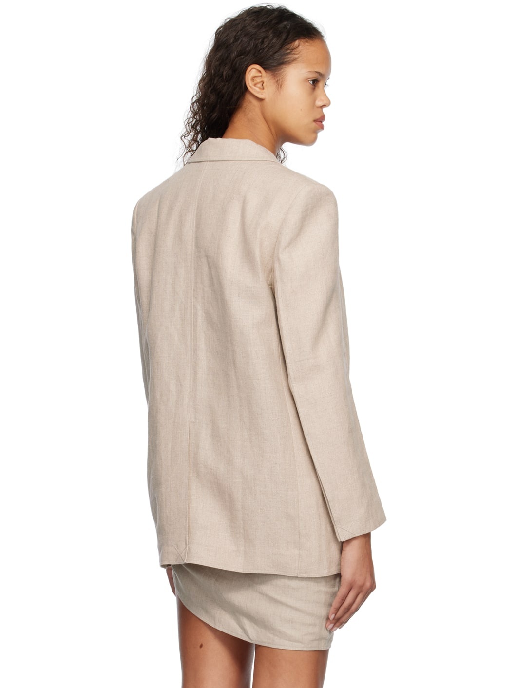 Beige Relaxed-Fit Blazer - 3