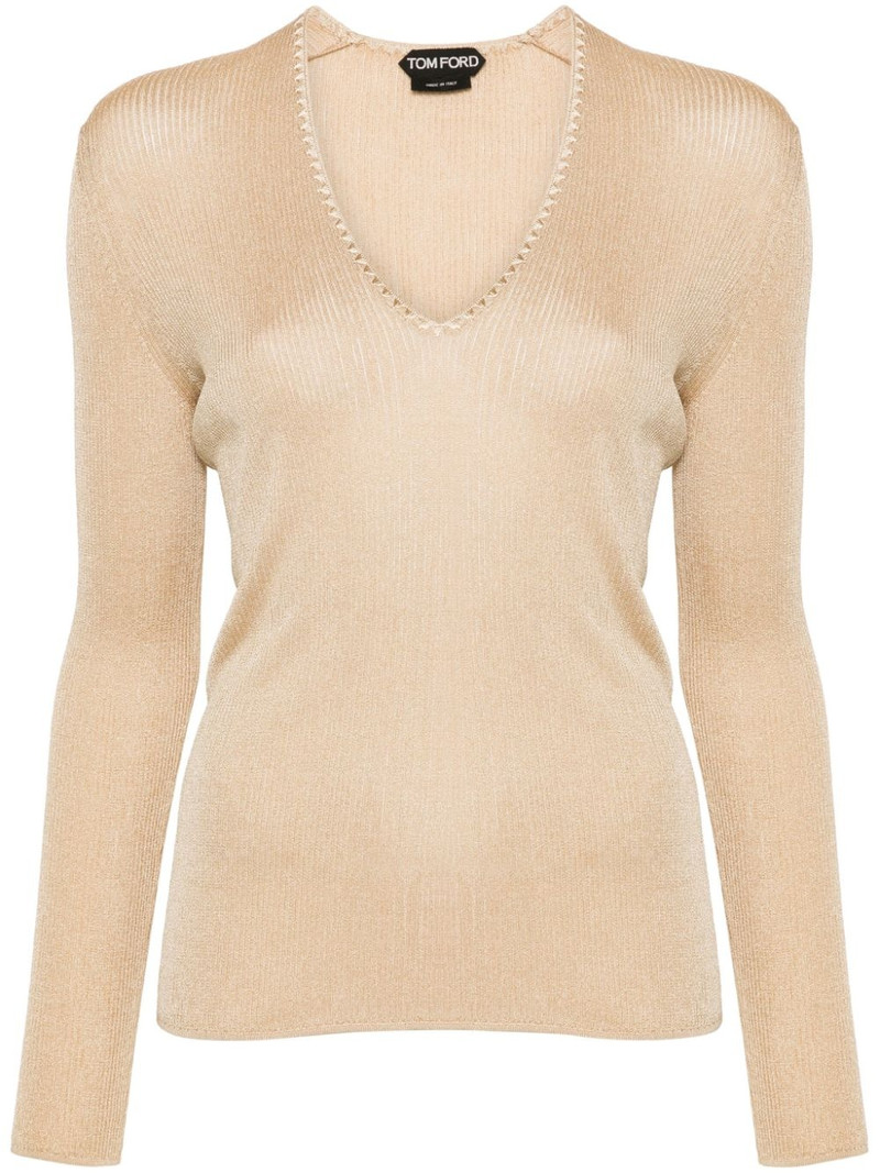 ribbed V-neck jumper 1