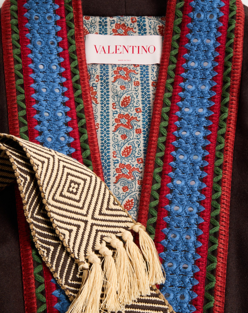 WOOL FLANNEL ROBE COAT WITH JACQUARD BELT 10