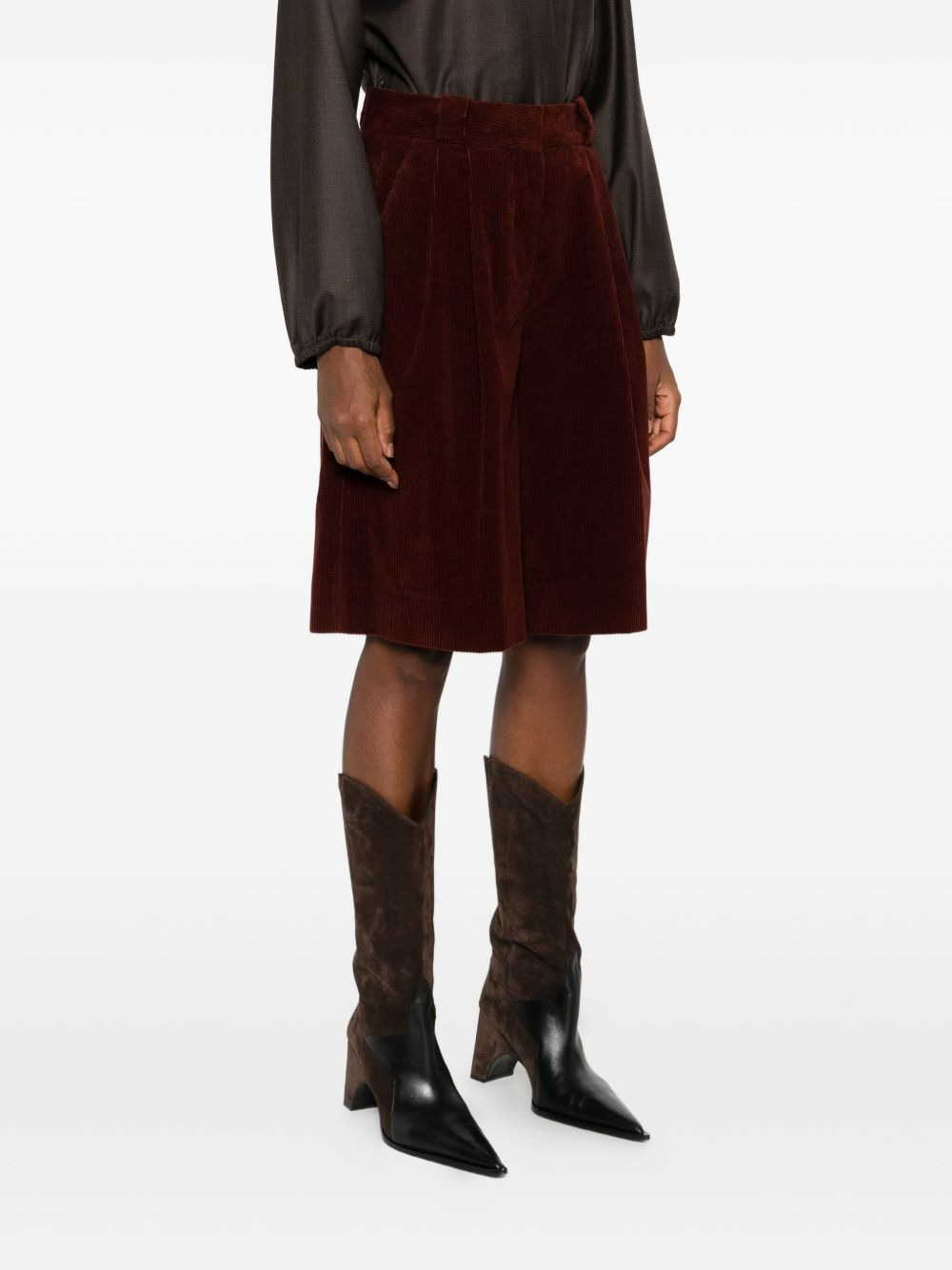 pleated corduroy shorts - 3