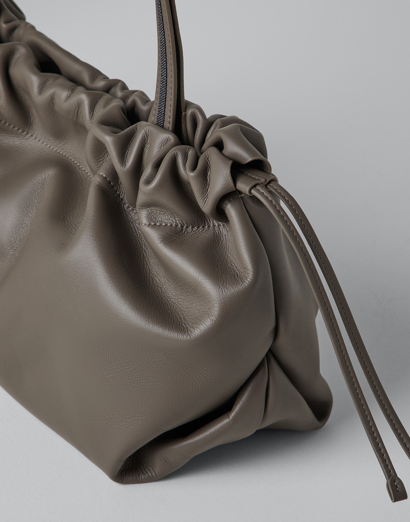 Matte calfskin shopper bag with shiny handles 3