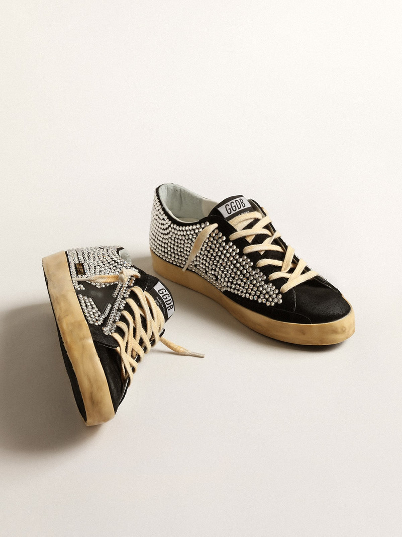 Golden Goose Super-Star LTD with Swarovski crystals and black leather star outlook