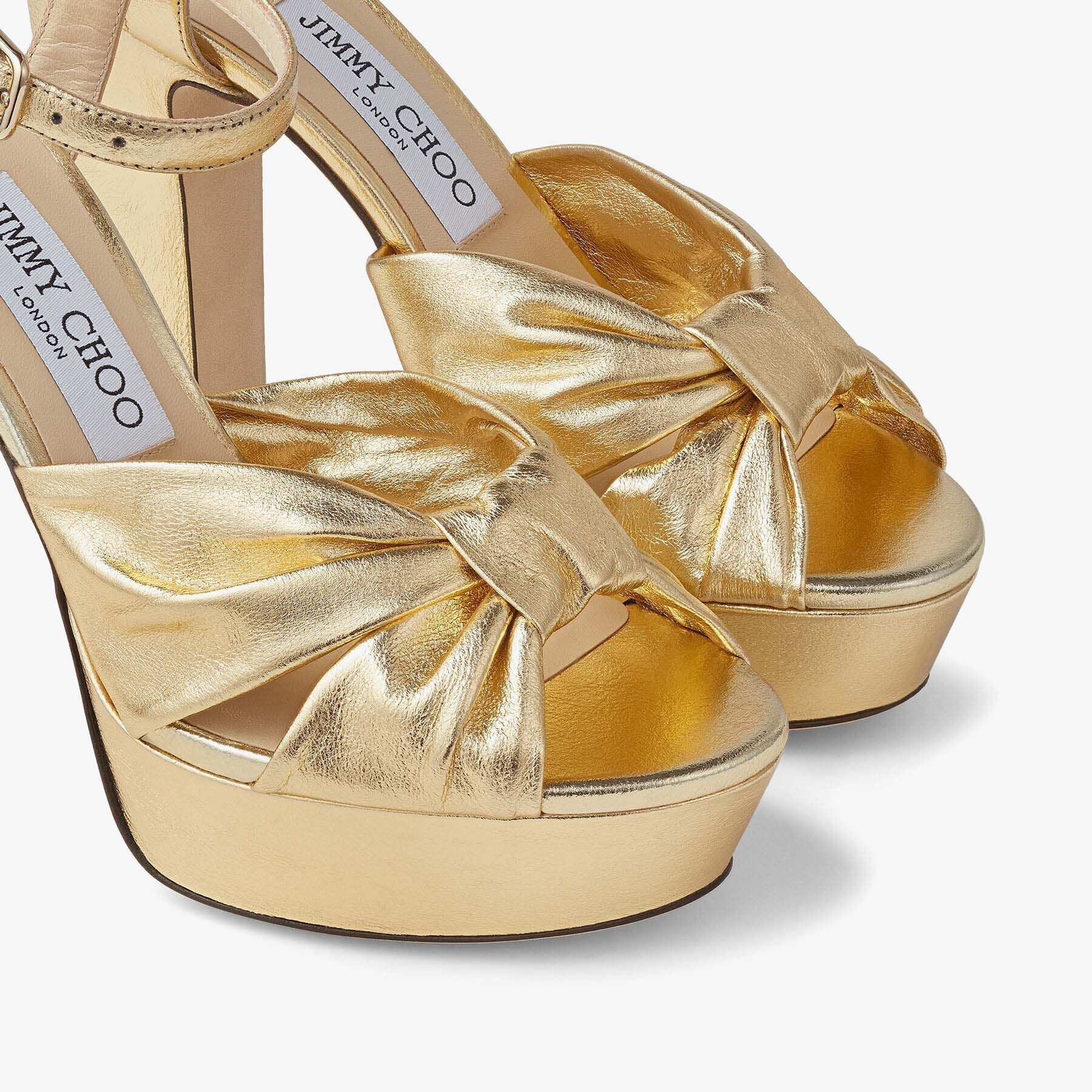 Heloise 120
Gold Metallic Nappa Leather Platform Sandals - 4