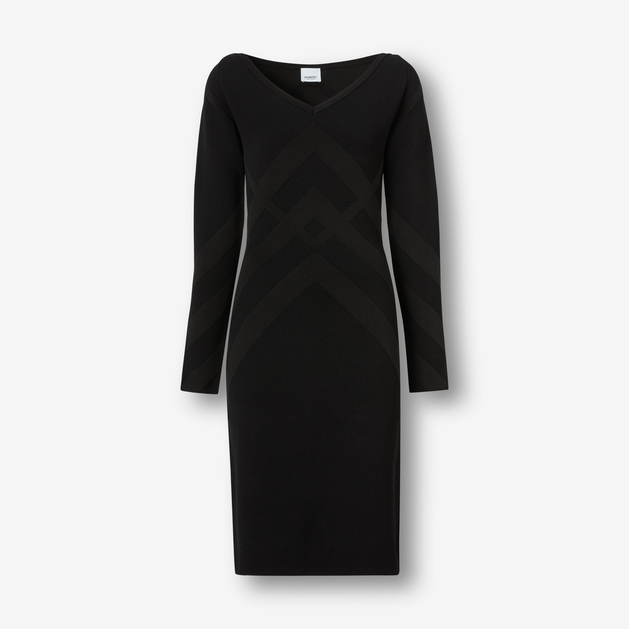 Chevron Check Viscose Blend Jacquard Dress - 1