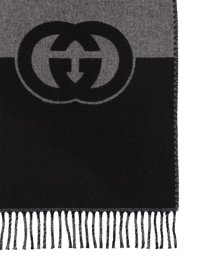 Interlocking GG wool & cashmere scarf - 4