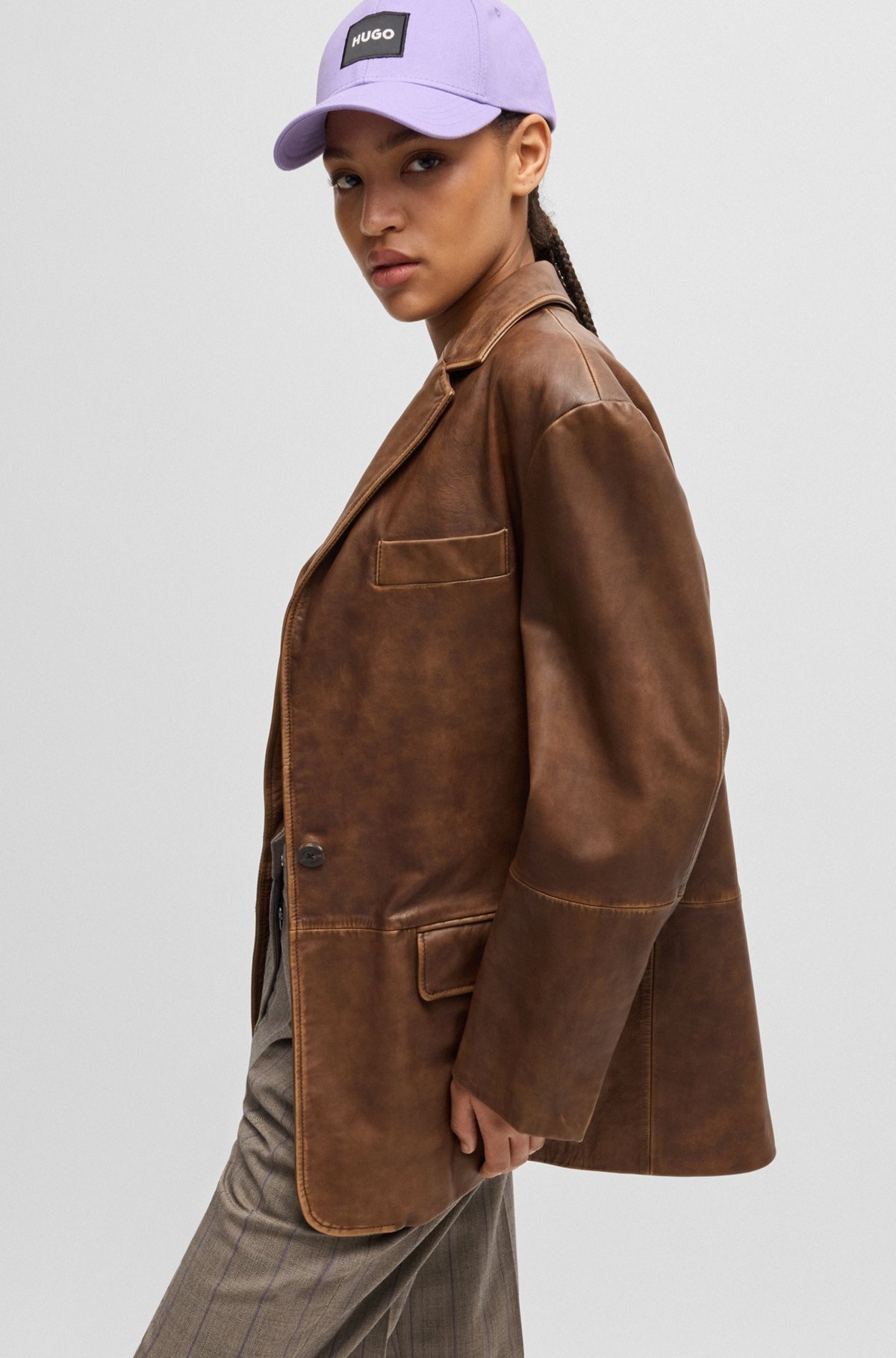 RELAXED-FIT JACKET IN VINTAGE-EFFECT LEATHER - 6