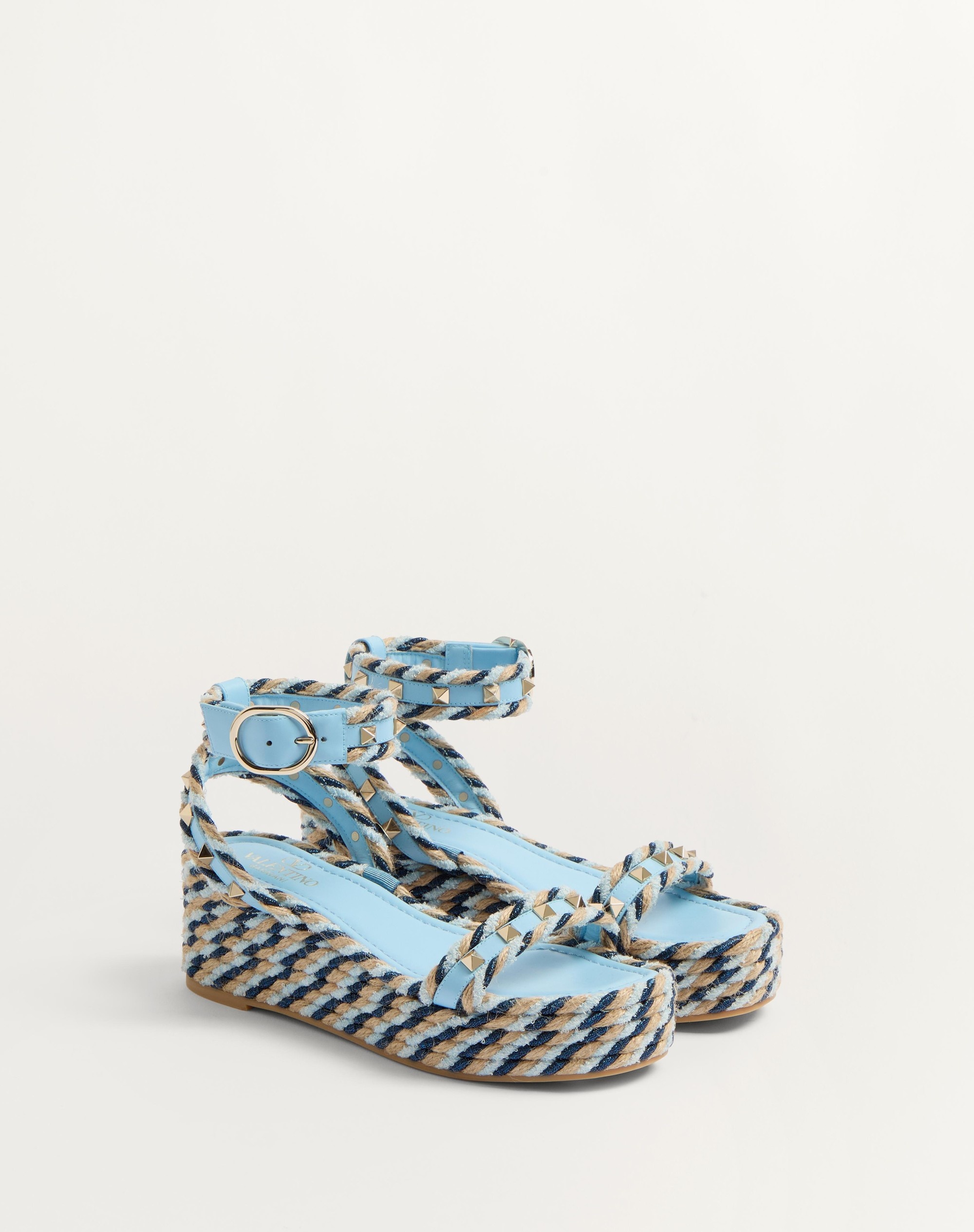 ROCKSTUD FLATFORM SANDAL IN CALFSKIN 45MM - 3